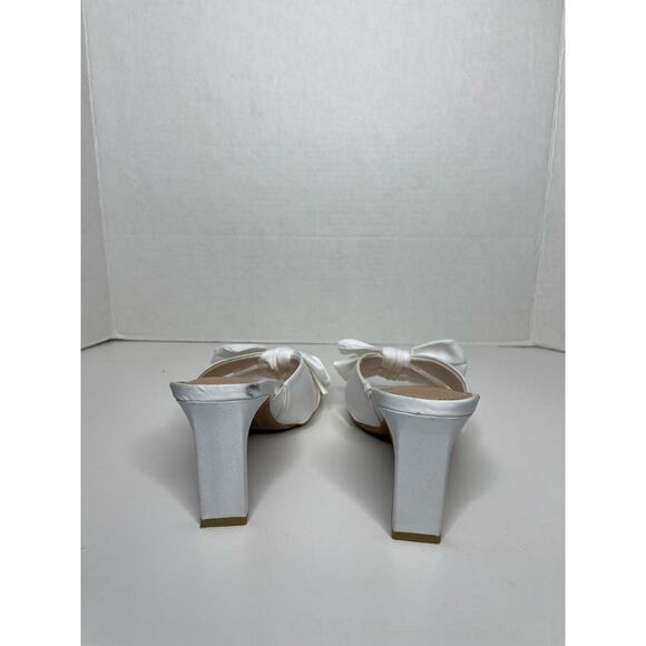 Lauren Conrad Memory Foam Comfort Heels White Bows Bridal Graduation Size 5 - Picture 5 of 9